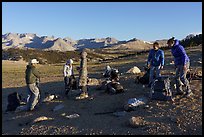 Group of Asian backpackers on the Bighorn Plateau. Sequoia National Park ( color)