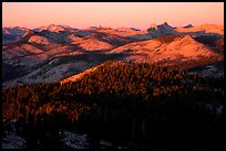 Cathedral Range seen from Clouds Rest, sunset. Yosemite National Park, California, USA. (color)