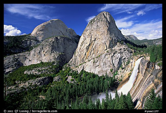 Nevada Falls and Liberty cap in summer. Yosemite National Park, California, USA.