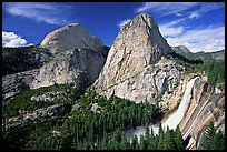 Nevada Falls and Liberty cap in summer. Yosemite National Park, California, USA. (color)