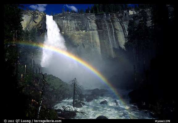 Nevada Falls with rainbow, afternoon. Yosemite National Park, California, USA.