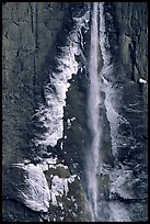 Ice crust on Yosemite Falls wall. Yosemite National Park, California, USA. (color)