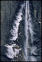 Ice crust on Yosemite Falls wall. Yosemite National Park, California, USA.