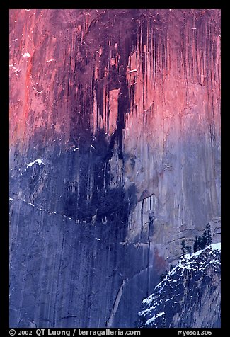 Northwest face of Half-Dome, winter sunset. Yosemite National Park, California, USA.