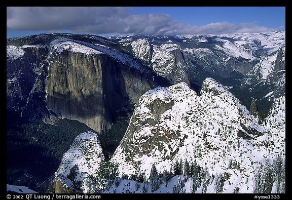 View of  Valley from Dewey Point in winter. Yosemite National Park (color)