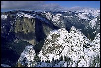 View of  Valley from Dewey Point in winter. Yosemite National Park, California, USA.