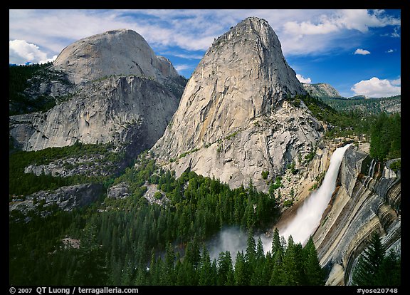 Nevada Fall, Liberty Cap, and Half Dome. Yosemite National Park, California, USA.