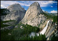 Nevada Fall, Liberty Cap, and Half Dome. Yosemite National Park, California, USA. (color)