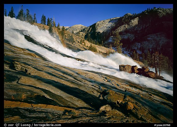 Waterwheels Fall of the Tuolumne River, late afternoon. Yosemite National Park, California, USA.