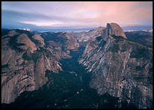 Half-Dome, Tenaya Canyon, and North Dome, sunset. Yosemite National Park, California, USA.