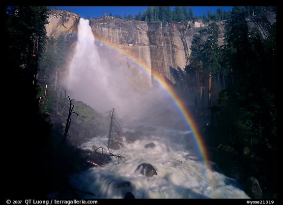 Nevada Falls with rainbow, afternoon. Yosemite National Park, California, USA.