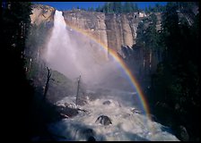 Nevada Falls with rainbow, afternoon. Yosemite National Park, California, USA. (color)