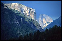 El Capitan and Half Dome viewed from Big Oak Flat Road, afternoon storm light. Yosemite National Park ( color)