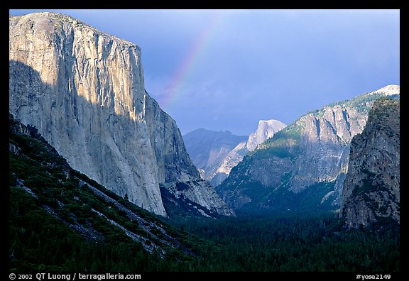 Valley and Rainbow from Tunnel View, afternoon storm light. Yosemite National Park (color)