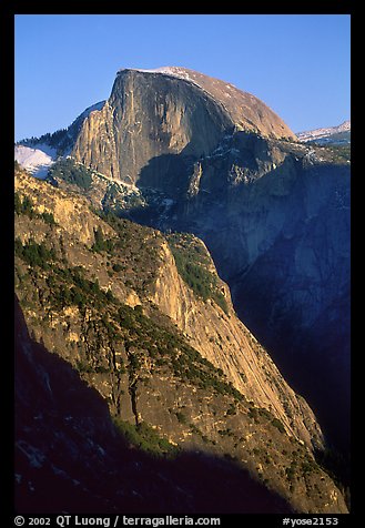 Half-Dome from Yosemite Falls trail, late afternoon. Yosemite National Park, California, USA.