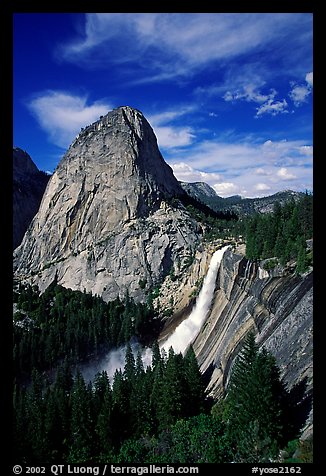 Nevada Fall and Liberty cap, afternoon. Yosemite National Park, California, USA.