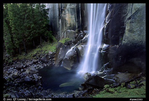 Base of Vernal Falls with lower autumn flow. Yosemite National Park (color)