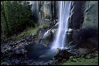 Base of Vernal Falls with lower autumn flow. Yosemite National Park, California, USA.