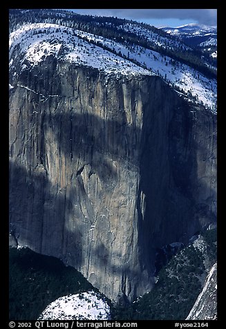 El Capitan seen from Dewey Point in winter. Yosemite National Park (color)