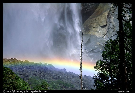 Rainbow at  base of Upper Yosemite Falls. Yosemite National Park (color)