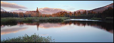 Alpine lake and mountains at sunset. Yosemite National Park (Panoramic color)