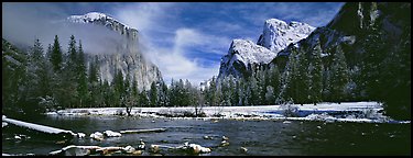 Yosemite Valley in winter. Yosemite National Park (Panoramic color)