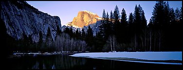 Half Dome sunset in winter. Yosemite National Park (Panoramic color)