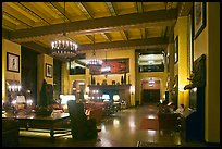 Reading room at night, Ahwahnee hotel. Yosemite National Park, California, USA. (color)