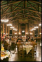 Dinning room at night, Ahwahnee lodge. Yosemite National Park, California, USA.