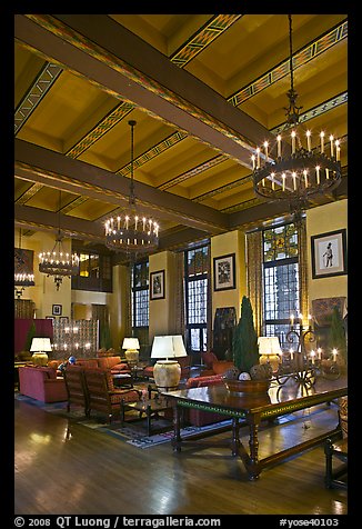 Lounge, Ahwahnee hotel. Yosemite National Park, California, USA.