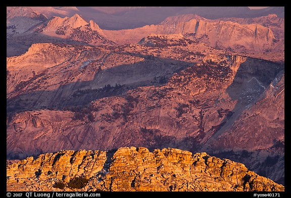 Granite ridges at sunset. Yosemite National Park, California, USA.