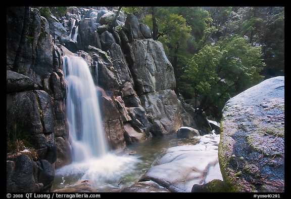 Chilnualna Falls in  winter. Yosemite National Park (color)