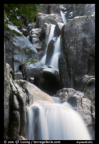 Cascading water in Chilnualna Falls. Yosemite National Park (color)