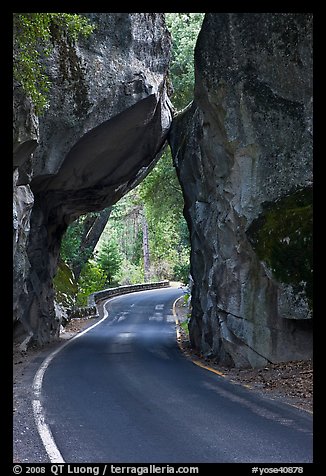 Road passing through Arch Rock, Lower Merced Canyon. Yosemite National Park (color)