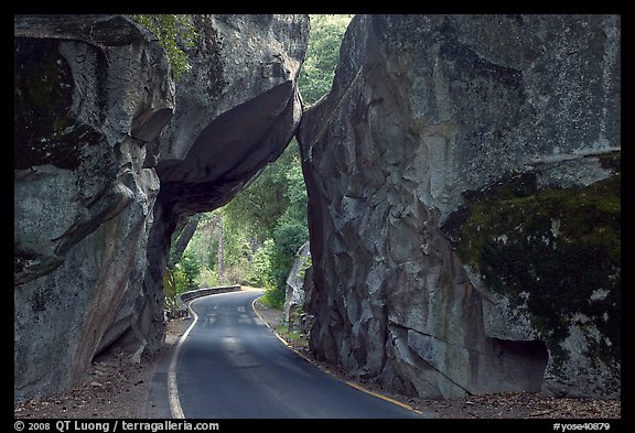 Arch Rock and road, Lower Merced Canyon. Yosemite National Park (color)