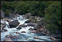 Merced River and boulders in spring, Lower Merced Canyon. Yosemite National Park, California, USA. (color)