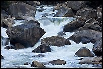 Cascades and boulders, Lower Merced Canyon. Yosemite National Park, California, USA.