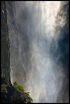 Falling water and spray, Bridalveil falls. Yosemite National Park, California, USA.