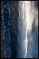 Falling water and mist,  Bridalveil fall. Yosemite National Park, California, USA.