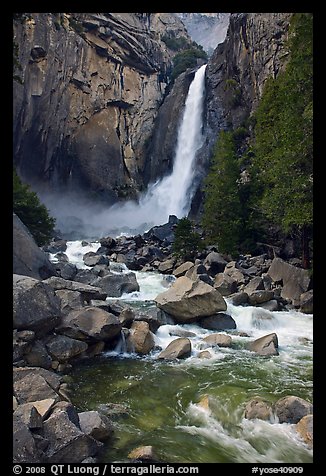 Lower Yosemite Falls in springtime. Yosemite National Park (color)
