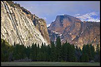 Seasonal waterfall on Royal Arches and Half-Dome. Yosemite National Park ( color)