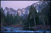 Merced River and Cathedral rocks at dusk. Yosemite National Park ( color)