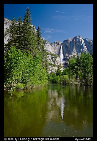 Yosemite Falls and Merced River. Yosemite National Park, California, USA.