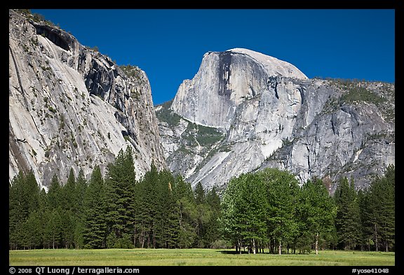 Half Dome and Washington Column from Ahwanhee Meadow in Spring. Yosemite National Park, California, USA.