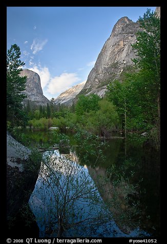 Mirror Lake and Ahwiyah Point in the Spring, late afternoon. Yosemite National Park (color)