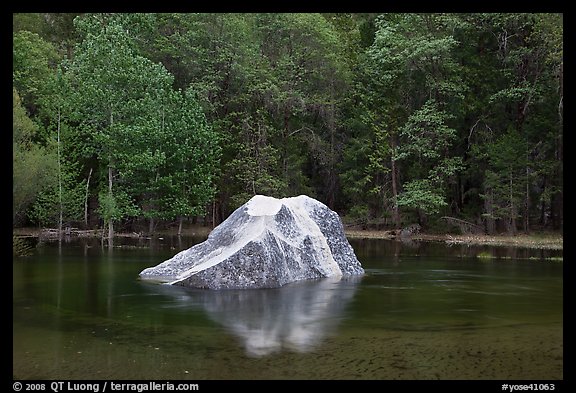 Light granite rock in Mirror Lake. Yosemite National Park, California, USA.