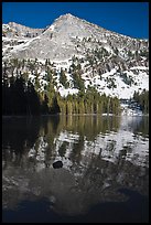 Tenaya Peak reflected in Tenaya Lake, early spring. Yosemite National Park ( color)