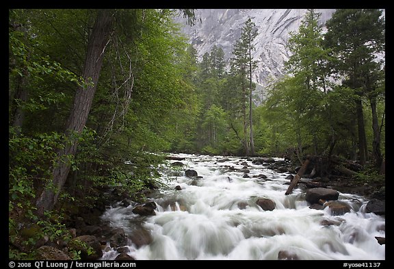 Merced River cascades, Happy Isles. Yosemite National Park, California, USA.