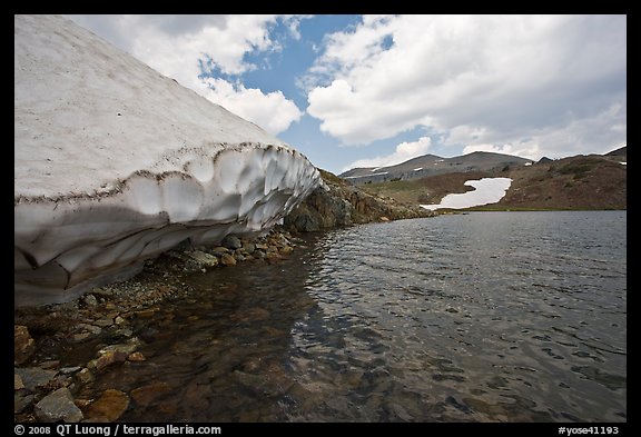 Gaylor lake in early summer with neve near water. Yosemite National Park (color)