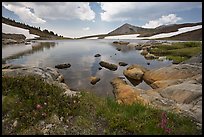 High alpine basin with Gaylor Lake. Yosemite National Park, California, USA. (color)